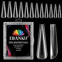 Nail Dual Forms For Poly Extension Gel Ebanku 120Pcs Matte Builder Nail Gel Flat Stiletto Square Nail Molds False Nail Tips For