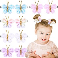 Oaoleer Butterfly Hair Clips 10Pcs Mini Tulle Hair Bow Pins Colorful Butterfly Hair Barrettes For Baby Girls Women Halloween Co