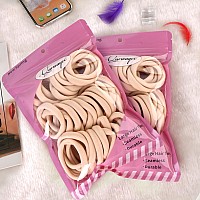 Qarwayoc 50Pcs Large Blonde Hair Ties Seamless Hair Ties Bands Soft Hair Ponytail Holders Nylon Elastics Hair Ties 2 Inch In