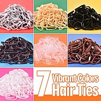 Small Hair Ties Set 2000 Pcs Rubber Bands With Organizer Box 7 Natural Colors Clearblackbrown Rat Tail Comb Included Tsma