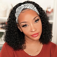 Aisi Queens Headband Wig Human Hair For Black Women Curly Wigs Glueless Human Hair Short Curly Headband Wigs 14 Inch Curly Hea