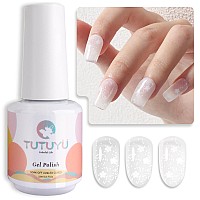 Tutuyu Sheer Snow White Flowers Gel Nail Polish Translucent Milky White Gel Polish With Flowers 15Ml Neutral Nude White Color Ge