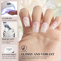 Tutuyu Sheer Snow White Flowers Gel Nail Polish Translucent Milky White Gel Polish With Flowers 15Ml Neutral Nude White Color Ge