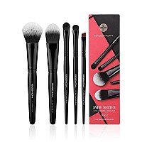 EIGSHOW Everyday Makeup Brushes, 5 Pcs Makeup Brush Set for Foundation Blush Concealer Eyeshadow Eyelid, Vegan & Cruelty-Free, Travel Friendly Make up Brushes Set - Black