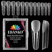 Ebanku 120Pcs Matte Dual Nail Forms Square Poly Extension Gel Nail Forms Full Cover Nail Molds For Solid Builder Nail Gel Nail