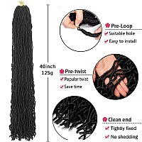 40Inch 6Packs Soft New Faux Locs Colorful Long Goddess Locs Crochet Hair Natural Pre Looped Natural Crochet Braid Curly Wave Bra