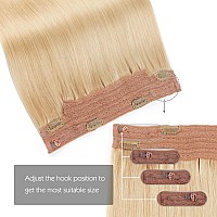 Sassina Invisible Wire Hair Extensions Real Human Hair With Transparent Wire Adjustable Size Secure Clips Natural Straight Secre