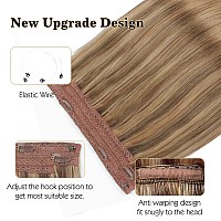 Sassina Invisible Wire Hair Extensions Real Human Hair With Transparent Wire Adjustable Size Secure Clips Natural Straight Secre