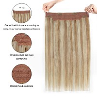 Sassina Invisible Wire Hair Extensions Real Human Hair With Transparent Wire Adjustable Size Secure Clips Natural Straight Secre