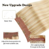 Sassina Invisible Wire Hair Extensions Real Human Hair With Transparent Wire Adjustable Size Secure Clips Natural Straight Secre