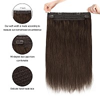 Sassina Invisible Wire Hair Extensions Real Human Hair With Transparent Wire Adjustable Size Secure Clips Natural Straight Secre