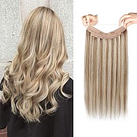 Sassina Invisible Wire Hair Extensions Real Human Hair With Transparent Wire Adjustable Size Secure Clips Natural Straight Secre