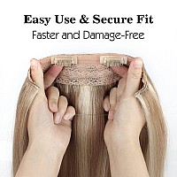 Sassina Invisible Wire Hair Extensions Real Human Hair With Transparent Wire Adjustable Size Secure Clips Natural Straight Secre