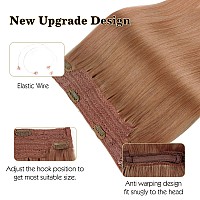 Sassina Invisible Wire Hair Extensions Real Human Hair With Transparent Wire Adjustable Size Secure Clips Natural Straight Secre