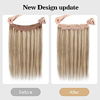 Sassina Invisible Wire Hair Extensions Real Human Hair With Transparent Wire Adjustable Size Secure Clips Natural Straight Secre