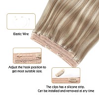 Sassina Invisible Wire Hair Extensions Real Human Hair With Transparent Wire Adjustable Size Secure Clips Natural Straight Secre