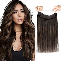 Sassina Invisible Wire Hair Extensions Real Human Hair With Transparent Wire Adjustable Size Secure Clips Natural Straight Secre