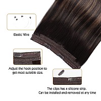 Sassina Invisible Wire Hair Extensions Real Human Hair With Transparent Wire Adjustable Size Secure Clips Natural Straight Secre