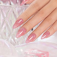 Rarjsm Reflective Gel Polish Glitter Pink Nude Sheer Pink Jelly Gel Nail Polish Natural Skin Tone Sparkle Flash Rainbow Diamond