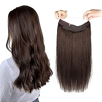 Sassina Invisible Wire Hair Extensions Real Human Hair With Transparent Wire Adjustable Size Secure Clips Natural Straight Secre