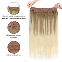 Sassina Invisible Wire Hair Extensions Real Human Hair With Transparent Wire Adjustable Size Secure Clips Natural Straight Secre