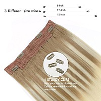 Sassina Invisible Wire Hair Extensions Real Human Hair With Transparent Wire Adjustable Size Secure Clips Natural Straight Secre