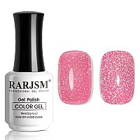 Rarjsm Reflective Glitter Gel Nail Polish Nude Hot Pink Sheer Jelly Gel Polish Flash Diamond Sparkle Rainbow Silver Shimmer Pigm