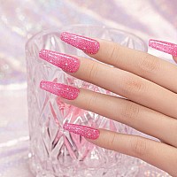 Rarjsm Reflective Glitter Gel Nail Polish Nude Hot Pink Sheer Jelly Gel Polish Flash Diamond Sparkle Rainbow Silver Shimmer Pigm