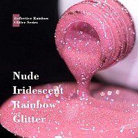 Rarjsm Reflective Glitter Gel Nail Polish Nude Hot Pink Sheer Jelly Gel Polish Flash Diamond Sparkle Rainbow Silver Shimmer Pigm