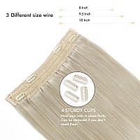 Sassina Invisible Wire Hair Extensions Real Human Hair With Transparent Wire Adjustable Size Secure Clips Natural Straight Secre