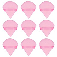 Flytianmy 9Pcs Triangle Powder Puffs, Face Makeup Puff for Body Loose Powder Beauty Makeup Tool Pink