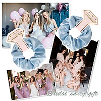 Loanzeg Satin Bridesmaid Scrunchies Bachelorette Hair Ties Set Of 8 Bridal Shower No Damage Hairties Ideas Gift For Wedding Part