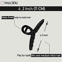 Nalodu 43 Inch Hair Claw Clips Large 4 Inch No Slip Big Black Matte Jaw Clip For Thin Fine And Medium Thick Hair Women 4 Pack