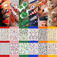 Tailaimei 20 Sheet All Holidays Nail Art Stickers Mixed Seasons Variety Pack For Halloween Fall Christmas Valentines Day Nail