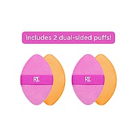 Real Techniques Miracle 2In1 Powder Puff Dualsided Fullsize Makeup Blending Puff Reversible Elastic Band Precision Tip M