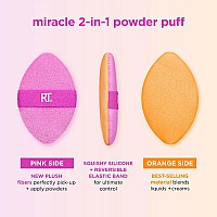 Real Techniques Miracle 2In1 Powder Puff Dualsided Fullsize Makeup Blending Puff Reversible Elastic Band Precision Tip M