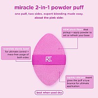 Real Techniques Miracle 2In1 Powder Puff Dualsided Fullsize Makeup Blending Puff Reversible Elastic Band Precision Tip M