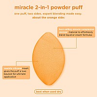 Real Techniques Miracle 2In1 Powder Puff Dualsided Fullsize Makeup Blending Puff Reversible Elastic Band Precision Tip M