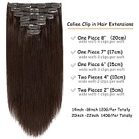 Caliee Clip In Hair Extensions Human Hair 2A Light Dark Brown Clip In Real Hair Double Weft Invisible Long Straight Remy Clip In