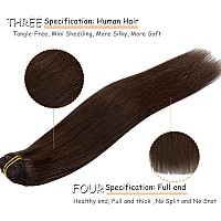 Caliee Clip In Hair Extensions Human Hair 2A Light Dark Brown Clip In Real Hair Double Weft Invisible Long Straight Remy Clip In