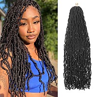 Soft New Faux Locs 28Inch 6Packs Long Goddess Locs Crochet Hair Natural Pre Looped Natural Crochet Braid Curly Wave Braiding Hai