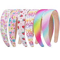 Fishdown Headbands For Girls 3 Cm Wide 6 Pack Sparkly Hair Bands For Kids Flower Rainbow Sequin Girls Headbands For Kids Child