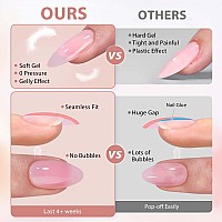 Btartbox Short Almond Press On Nails 5 Colors Xcoattips Precolored Soft Gel Nail Tips 640Pcs Full Cover Natural Fake Nails E