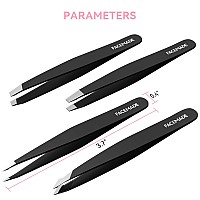 Facemade 4 Pack Tweezers Set Professional Stainless Steel Tweezers For Men And Women Precision Eyebrow Tweezers For Facial Ha