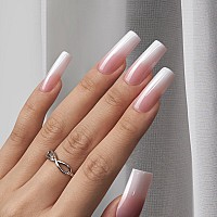 Btartboxnails Xcoattips Ombre Nails Square Press On Nails Long 150Pcs Nail Tips Pink White Gradient Soft Gel False Nail Tips