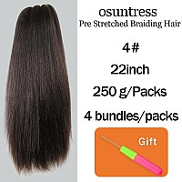 Osuntress Braiding Hair Pre Stretched 22 Inch 4 Packs Long Hair Extensions For Braids Synthetic Braiding Hair Prestretched 4