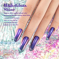 Rarjsm Holographic Chameleon Gel Nail Polish Dark Blue To Red Purple Glitter Multichrome Color Changing Gel Polish Curing Requir