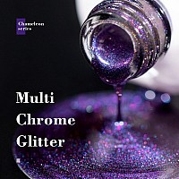 Rarjsm Holographic Chameleon Gel Nail Polish Dark Blue To Red Purple Glitter Multichrome Color Changing Gel Polish Curing Requir