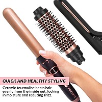 Foxybae 3In1 Interchangeable Hair Tools Curling Wand W 3 Attachments Hot Round Brush Straightening Iron Hair Curler Fo