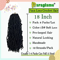 Paraglame 18 Inch New Faux Locs Crochet Hair Soft Locs 8 Packs New Goddess Soft Locs Crochet Hair Pre Looped Synthetic Crochet D